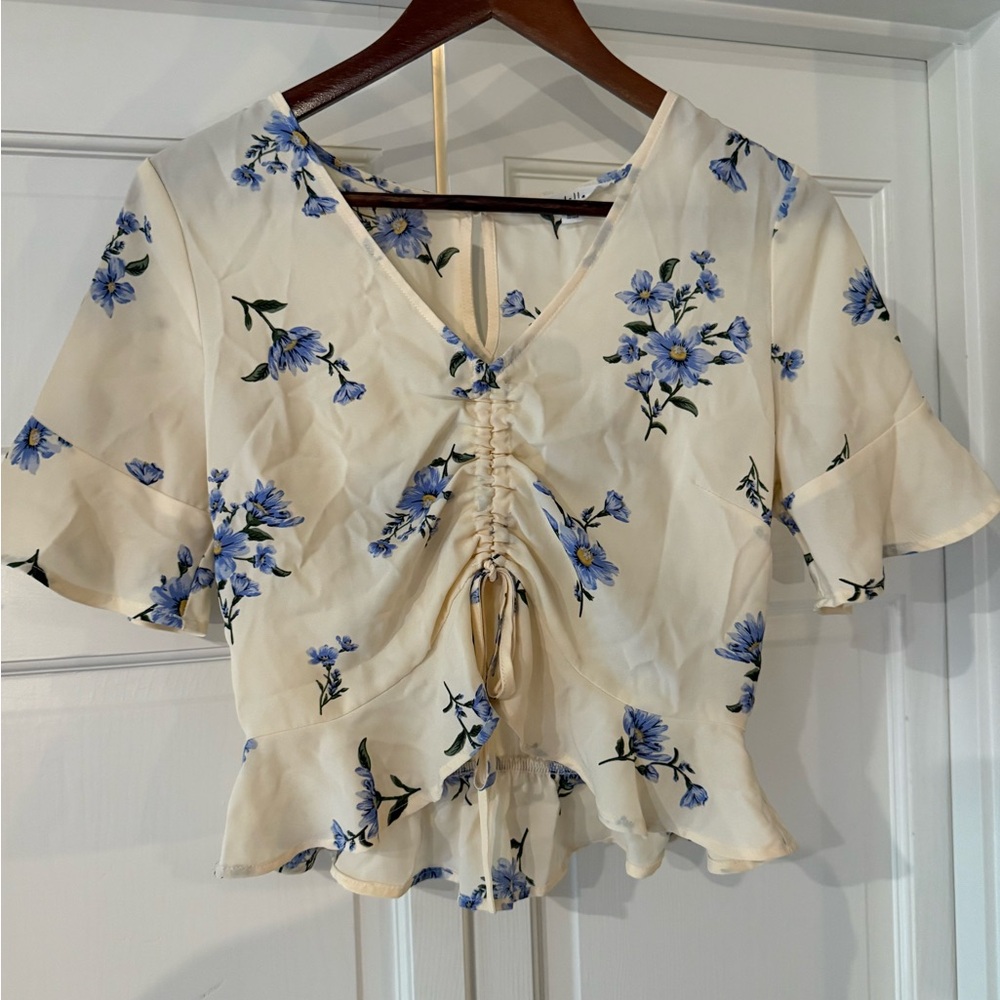 Lydelle Floral Top Ivory Cream Blouse Women’s Small